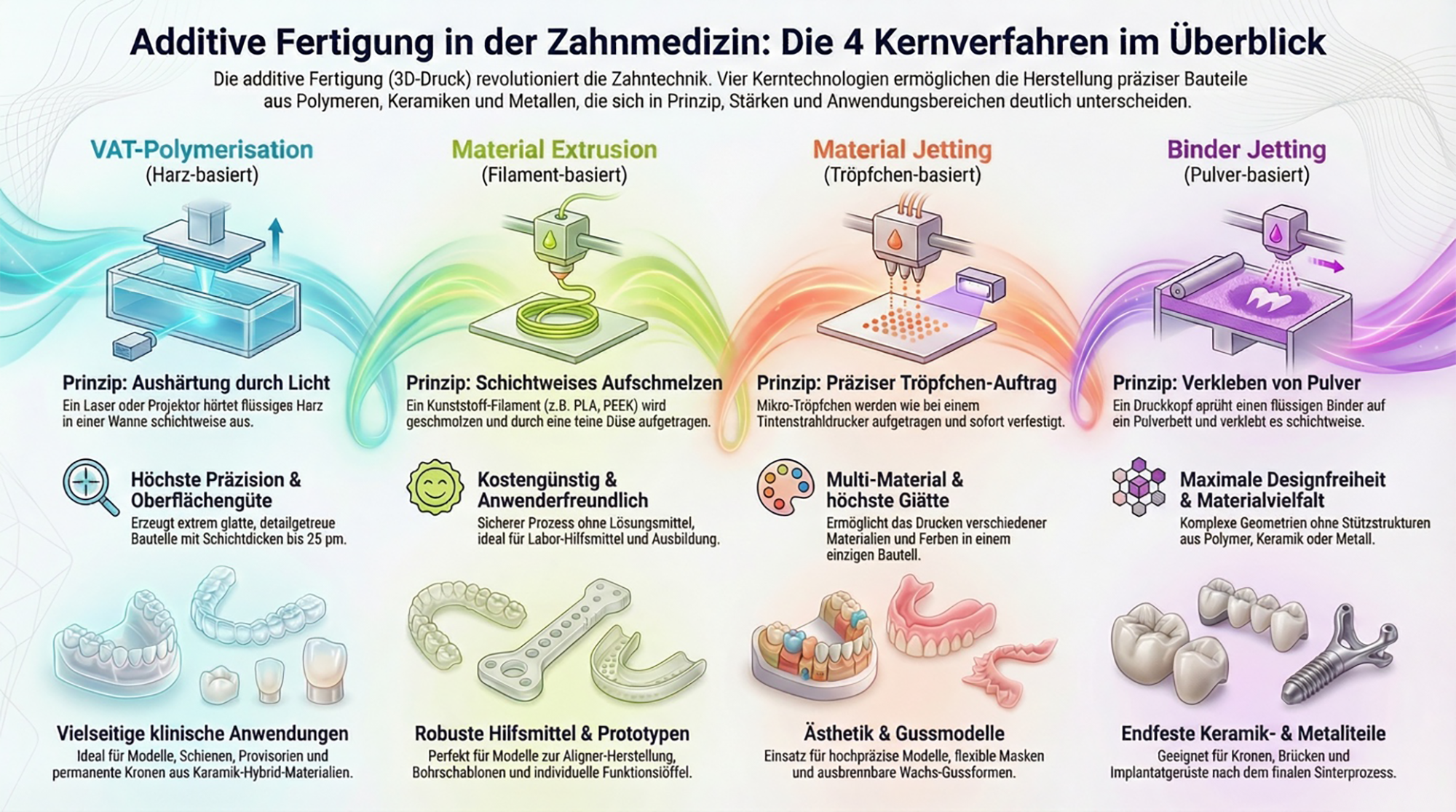 Additive Fertigung in der Zahnmedizin: Die 4 Kernverfahren im Überblick
